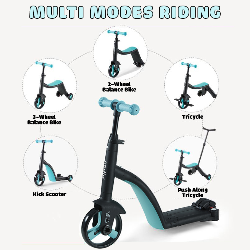 4 In 1 Kids Convertible Scooter/Tricycle/Balance Bike