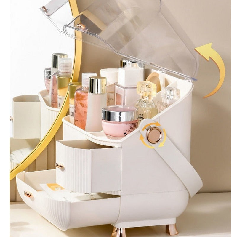 Glowires™ Transparent Cosmetic Storage Box Makeup Drawer Organizer Jewelry