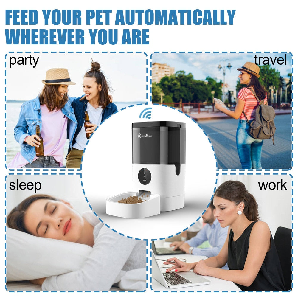 Automatic Pet Feeder For Cats WiFi Smart Swirl Slow Dog Feeder With Voice Recorder Large Capacity Timing Cat Food Dispenser