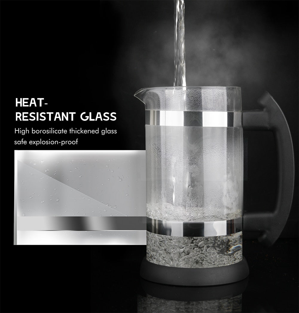ICafilasPortable Manual French Presses Pot Coffee Maker Filter Pot Household Coffee Machine Coffee Pot Percolator Tool