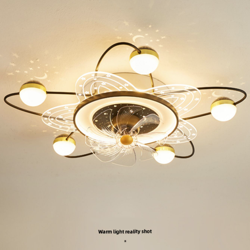 Starry Sky Ceiling Living Room Fan Ceiling Light Simple Modern Movable Head Electric