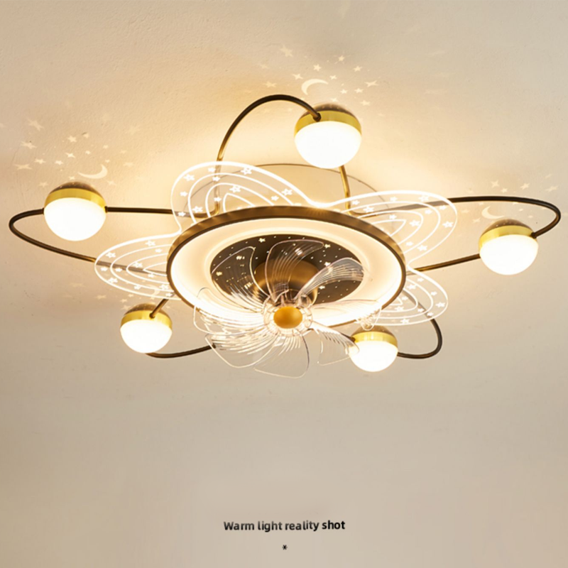 Starry Sky Ceiling Living Room Fan Ceiling Light Simple Modern Movable Head Electric