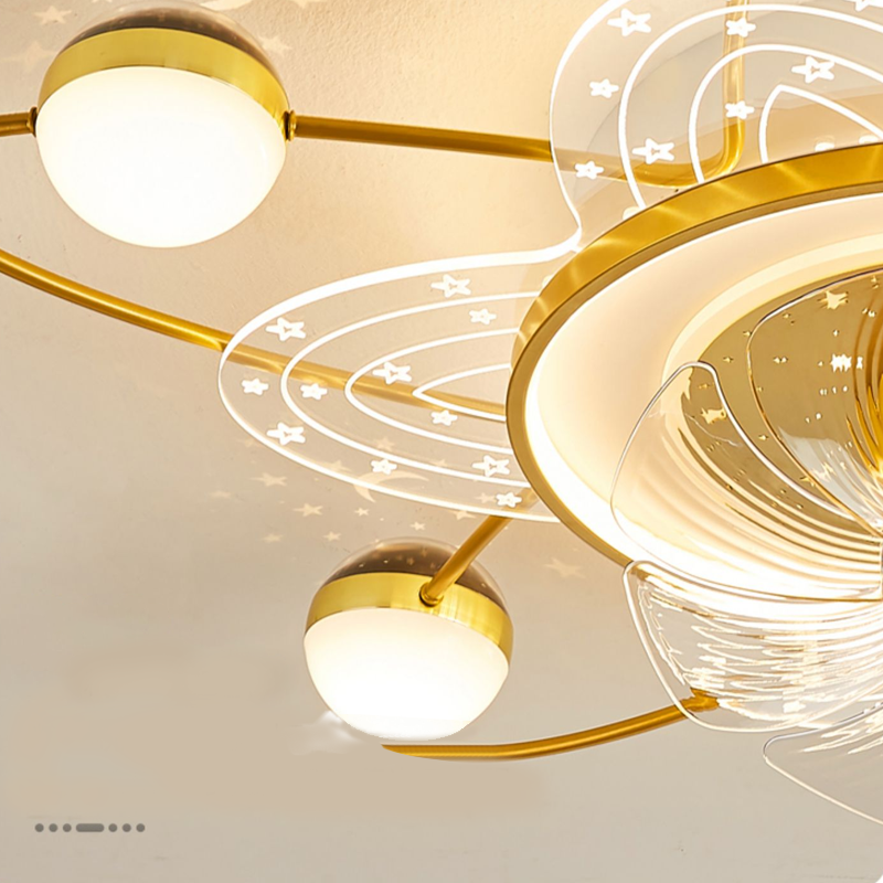 Starry Sky Ceiling Living Room Fan Ceiling Light Simple Modern Movable Head Electric