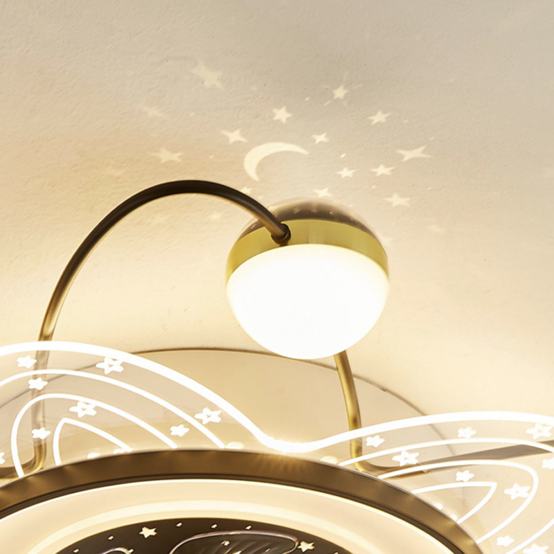 Starry Sky Ceiling Living Room Fan Ceiling Light Simple Modern Movable Head Electric