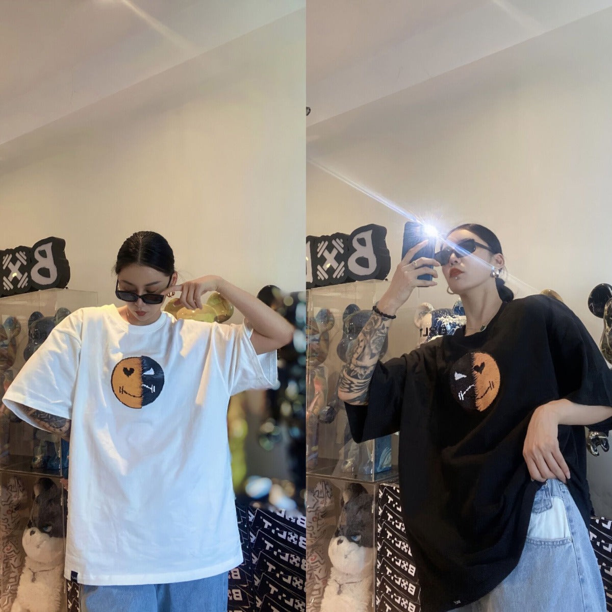 Reversible Smiling Angry Face Unisex Cotton T-Shirt For Men And Women