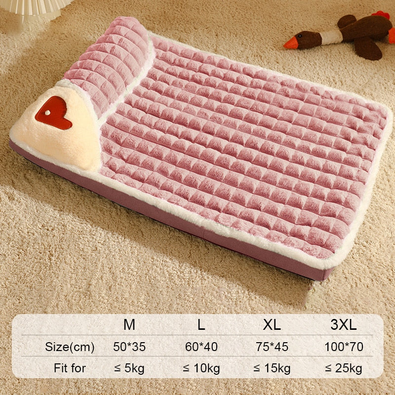 HOOPET Winter Dog Mat Luxury Pad for Small Medium Large Dogs Plaid Bed for Cats Dogs Fluff Sleeping Removable Washable Pet Bed