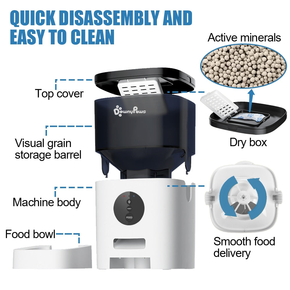 Automatic Pet Feeder For Cats WiFi Smart Swirl Slow Dog Feeder With Voice Recorder Large Capacity Timing Cat Food Dispenser