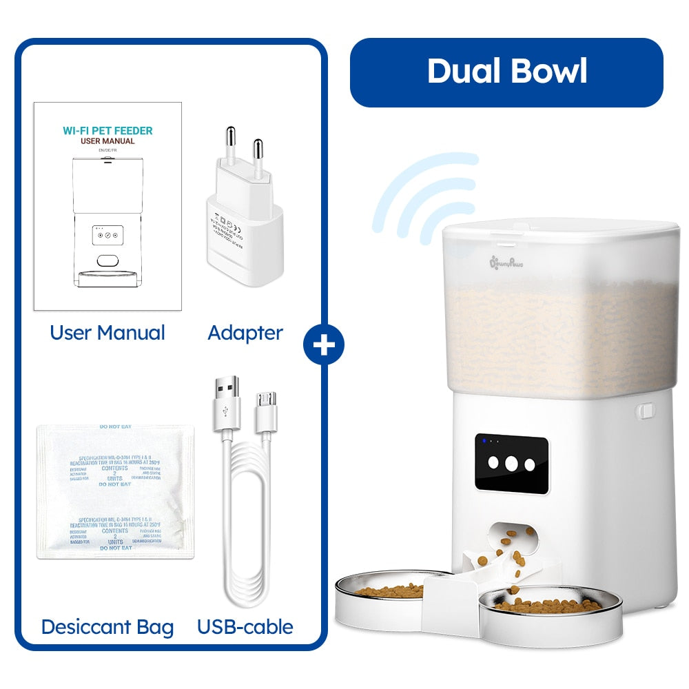 Automatic Pet Feeder For Cats WiFi Smart Swirl Slow Dog Feeder With Voice Recorder Large Capacity Timing Cat Food Dispenser