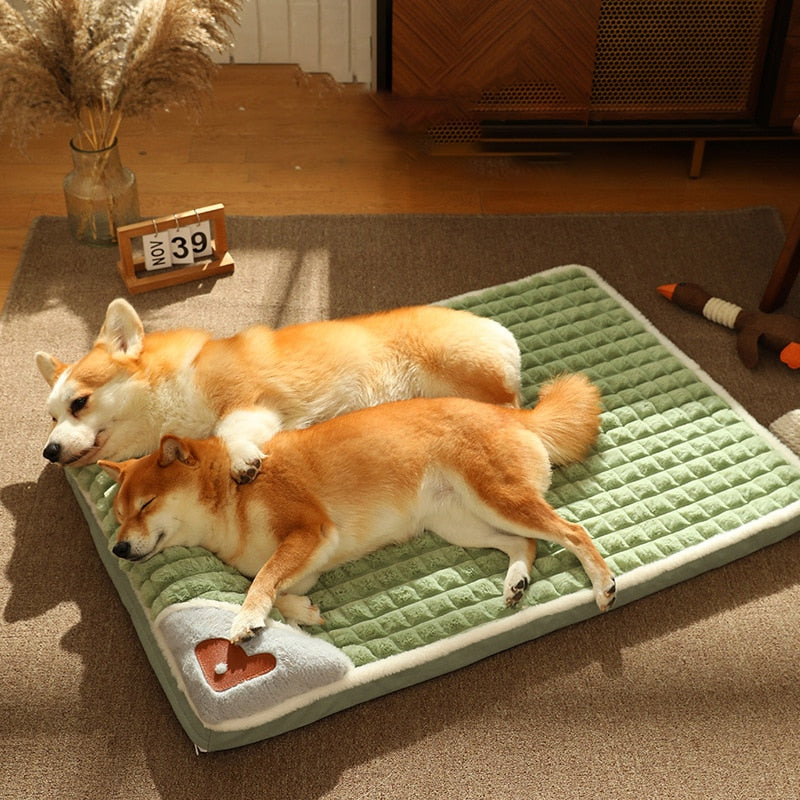 HOOPET Winter Dog Mat Luxury Pad for Small Medium Large Dogs Plaid Bed for Cats Dogs Fluff Sleeping Removable Washable Pet Bed