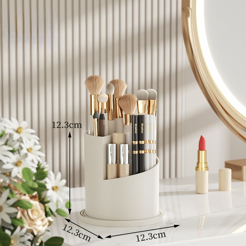 360° Rotating Makeup Brush Holder Desktop Makeup Organizer Cosmetic Storage Box Lipstick Eyebrow Pencil Holder Jewelry Container