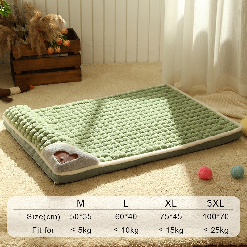 HOOPET Winter Dog Mat Luxury Pad for Small Medium Large Dogs Plaid Bed for Cats Dogs Fluff Sleeping Removable Washable Pet Bed