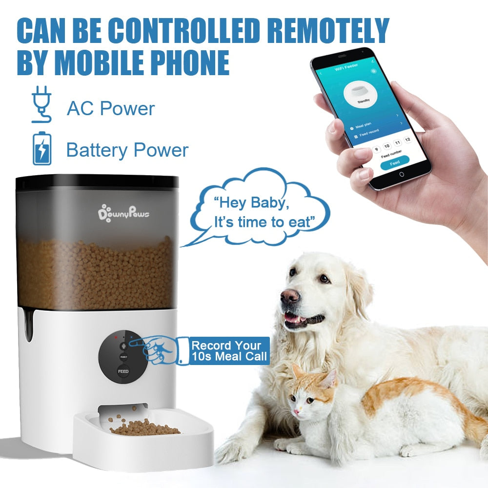 Automatic Pet Feeder For Cats WiFi Smart Swirl Slow Dog Feeder With Voice Recorder Large Capacity Timing Cat Food Dispenser