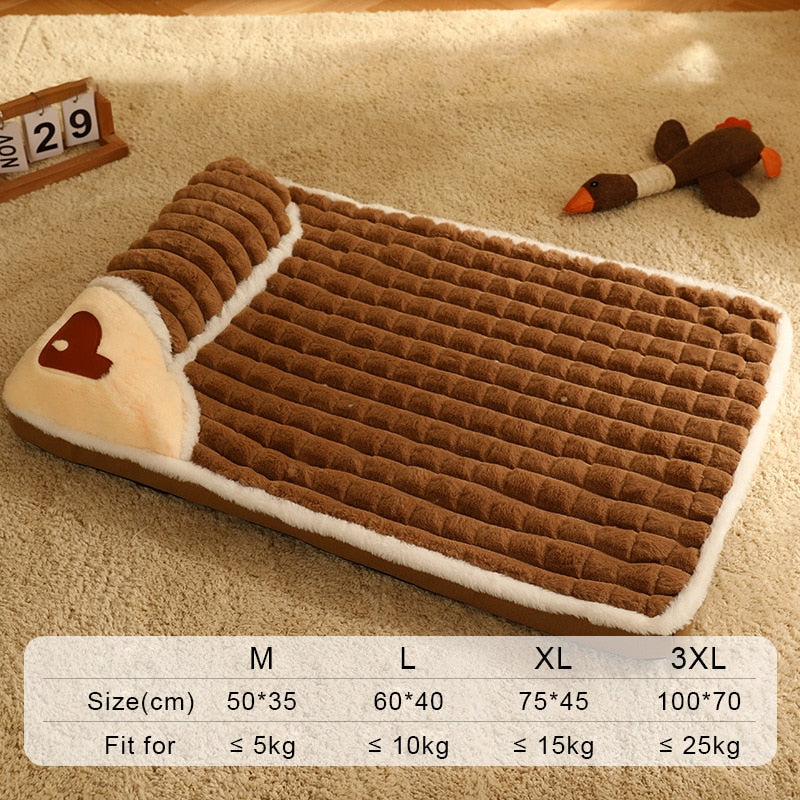 HOOPET Winter Dog Mat Luxury Pad for Small Medium Large Dogs Plaid Bed for Cats Dogs Fluff Sleeping Removable Washable Pet Bed