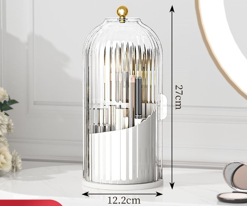 360° Rotating Makeup Brush Holder Desktop Makeup Organizer Cosmetic Storage Box Lipstick Eyebrow Pencil Holder Jewelry Container