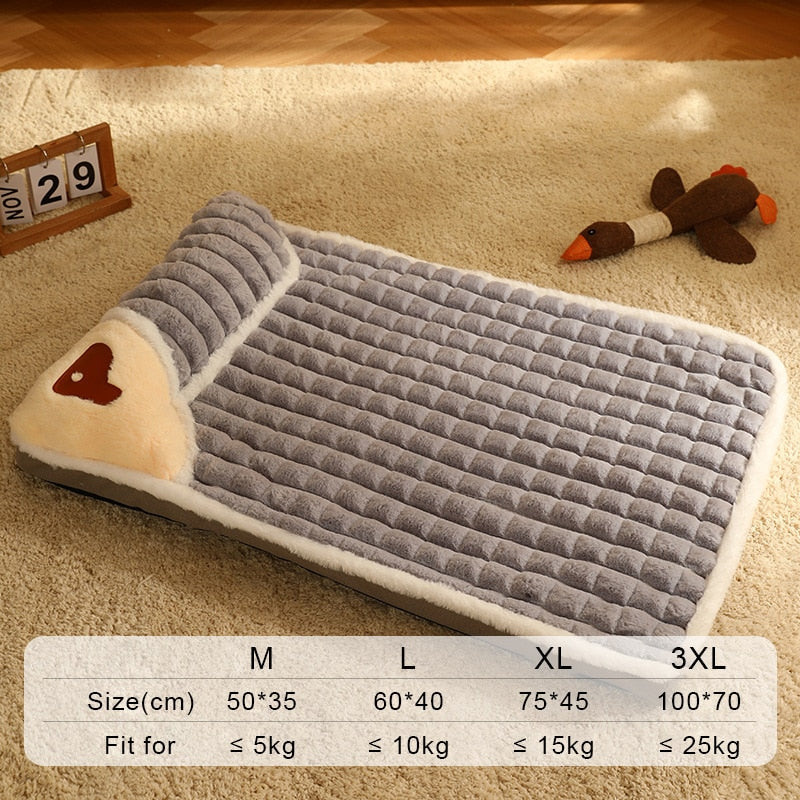 HOOPET Winter Dog Mat Luxury Pad for Small Medium Large Dogs Plaid Bed for Cats Dogs Fluff Sleeping Removable Washable Pet Bed