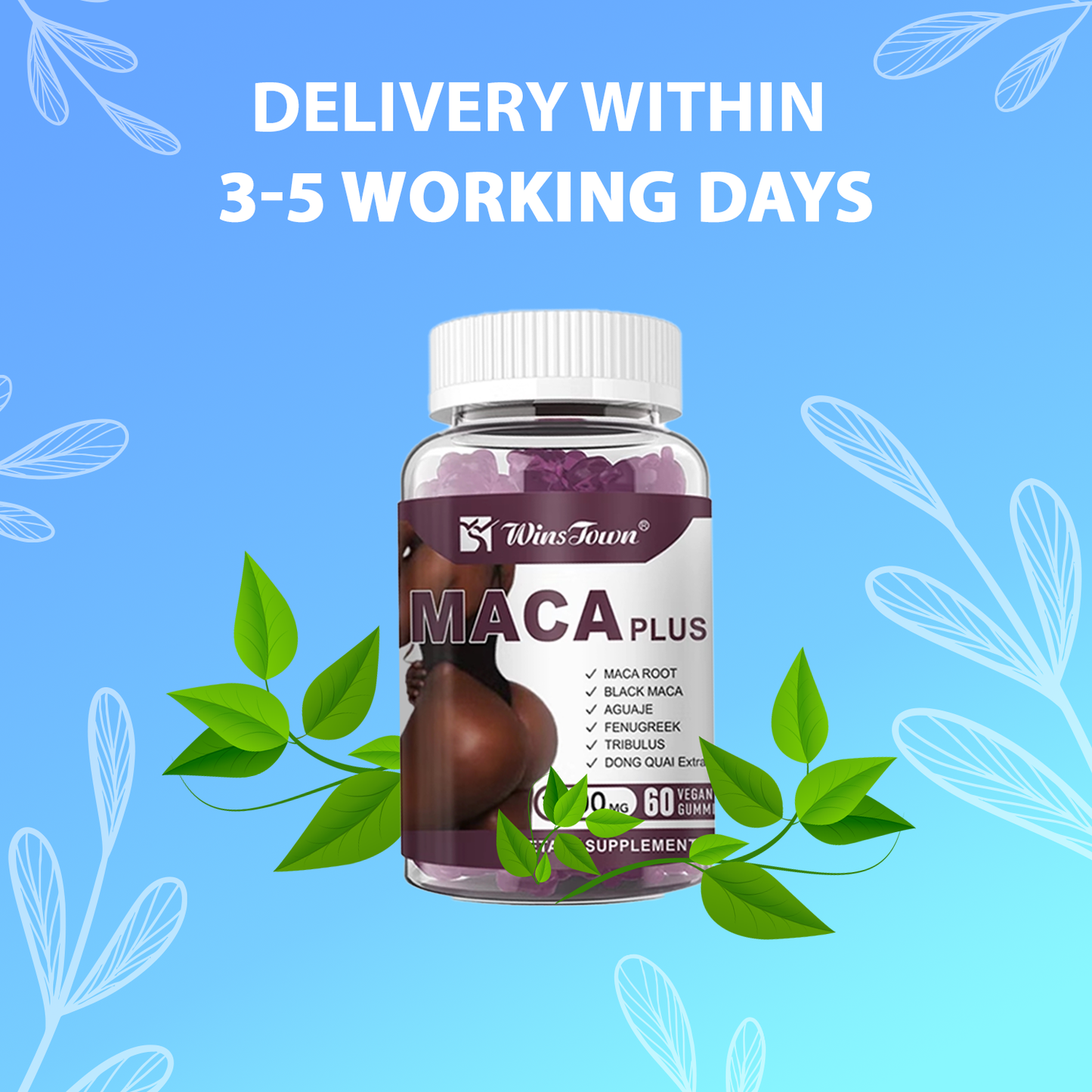 Maca Plus Gummies (3000mg) | Dietary Supplement for Hips Enlargement, Butt Enhancement, and Hormonal Balance