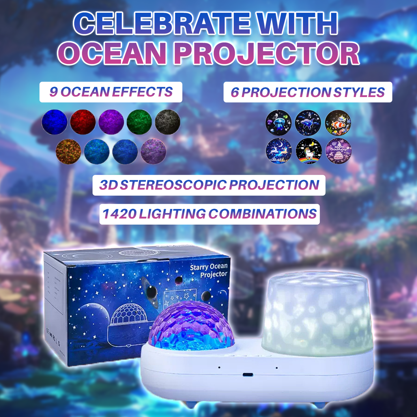 Double-Layer Ocean 3D Projection Lamp | Magical Ocean Light Effects
