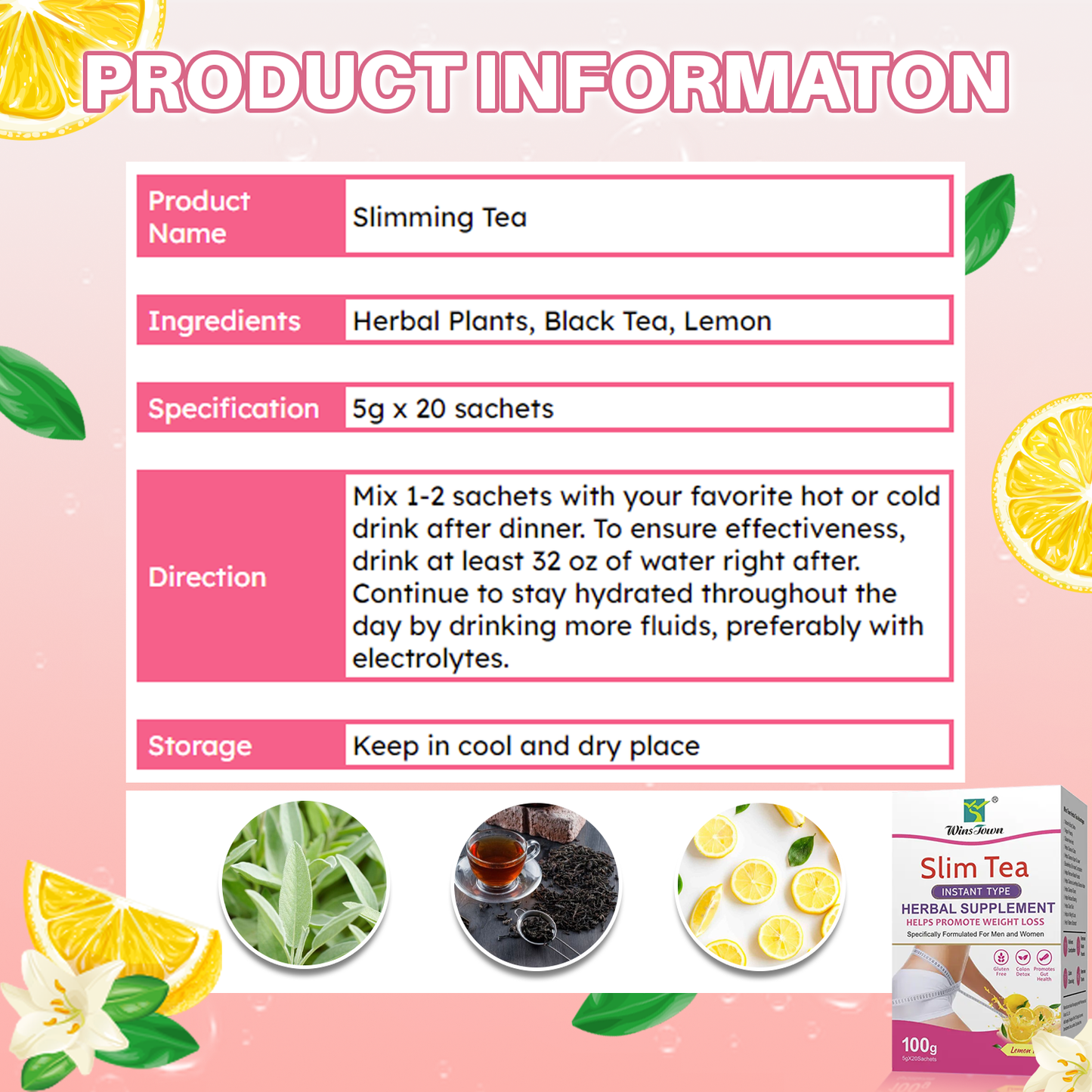 Lemon Slim Detox Tea | Natural Weight Control & Immunity Booster