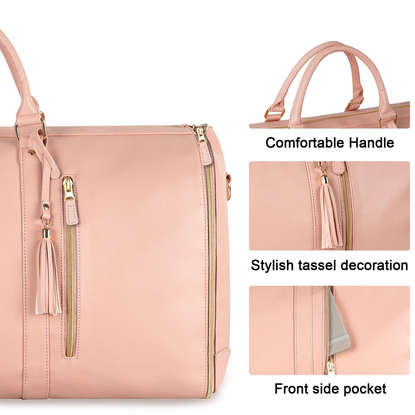 Women Water-proof Large PU Leather Garment Duffle Bags for Travel