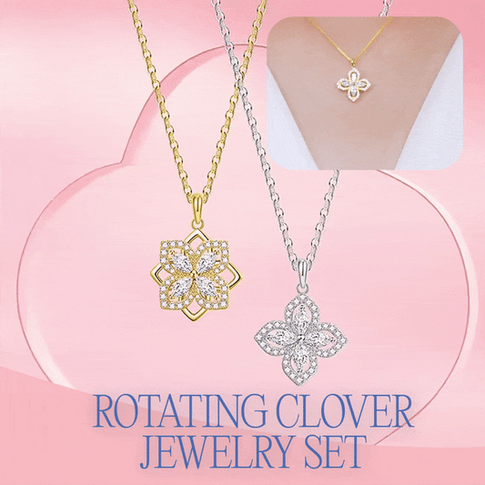 Women Gold & Silver Plated Lucky Four-Leaf Rotating Design Jewelry Set