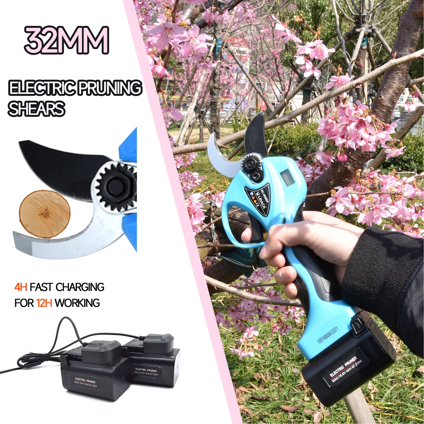 16.8V Electric Pruning Shears Cutting Diameter For Gardening Bonsai Cordless Tree Pruner