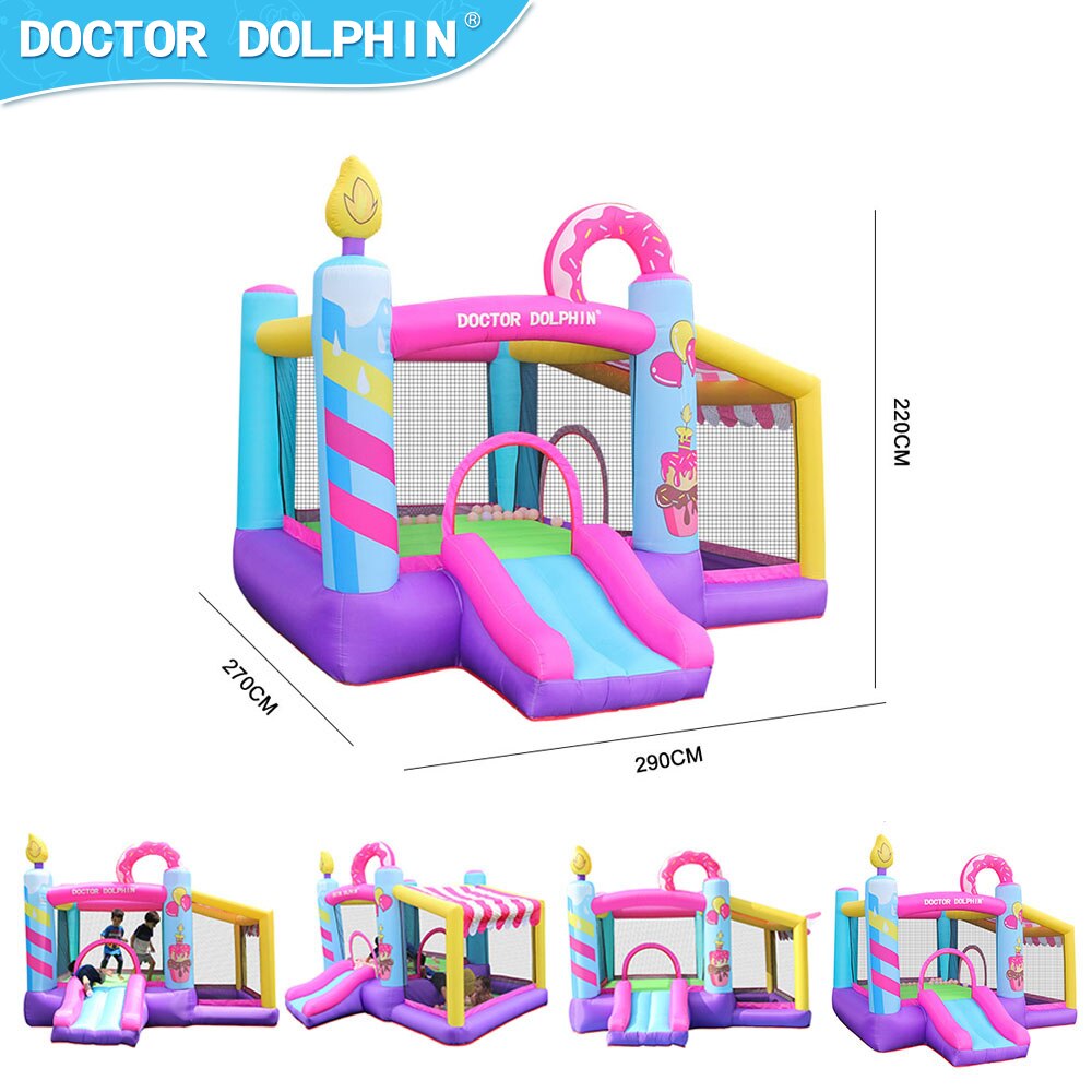 Birthday Cakes Air Cushion Theme Jumping Castle Children's Inflatable Bouncer with Slide for Kids