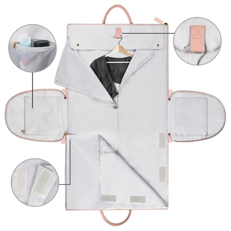 Women Water-proof Large PU Leather Garment Duffle Bags for Travel