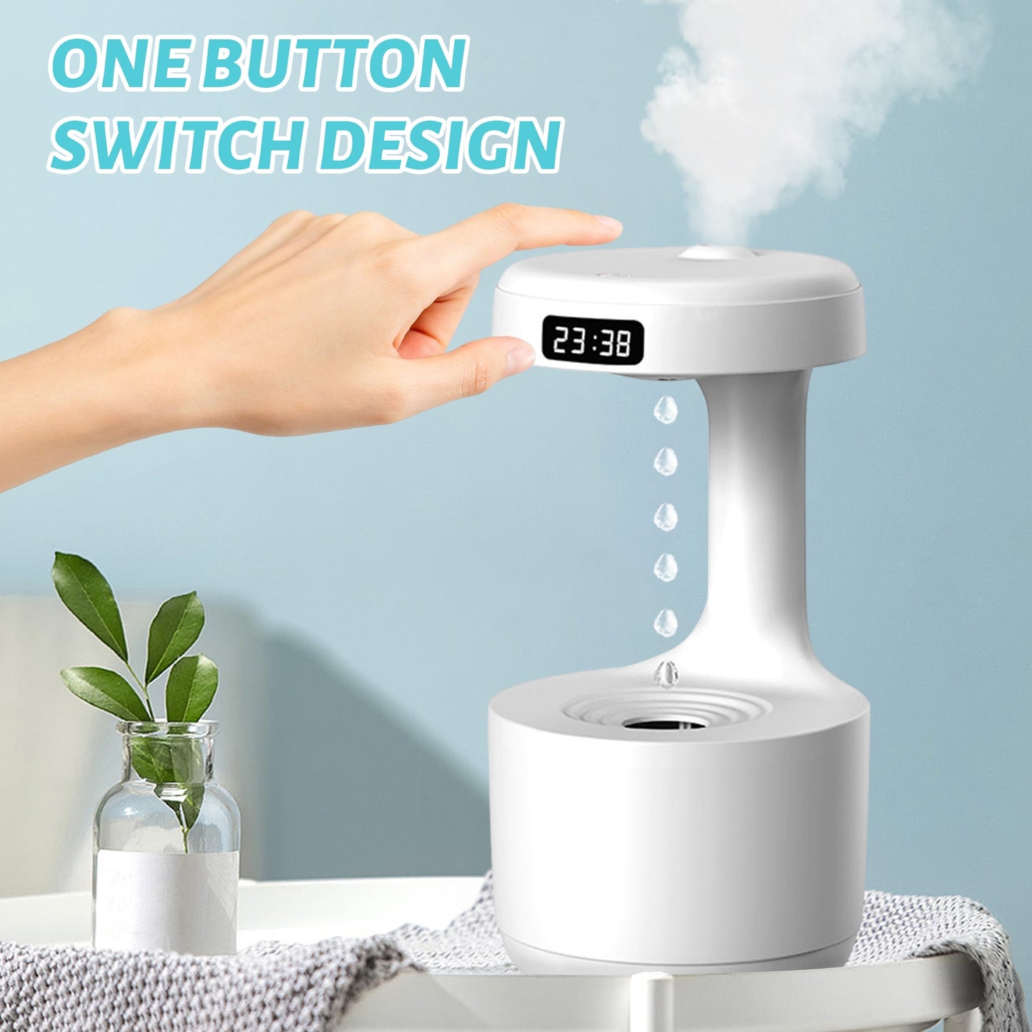 Anti-Gravity Water Droplets Air Humidifier Cool Mist Maker Fogger with LED Display