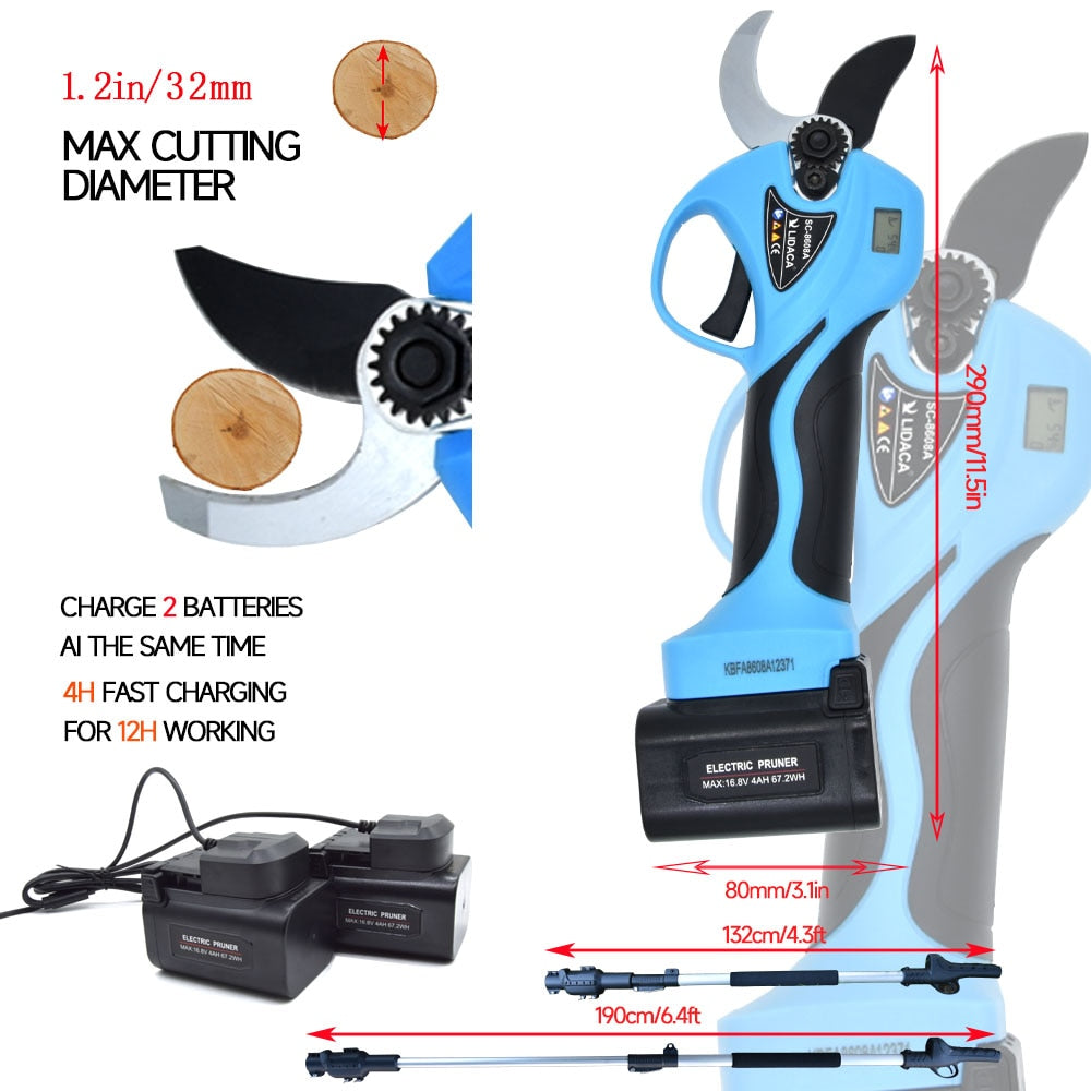 16.8V Electric Pruning Shears Cutting Diameter For Gardening Bonsai Cordless Tree Pruner