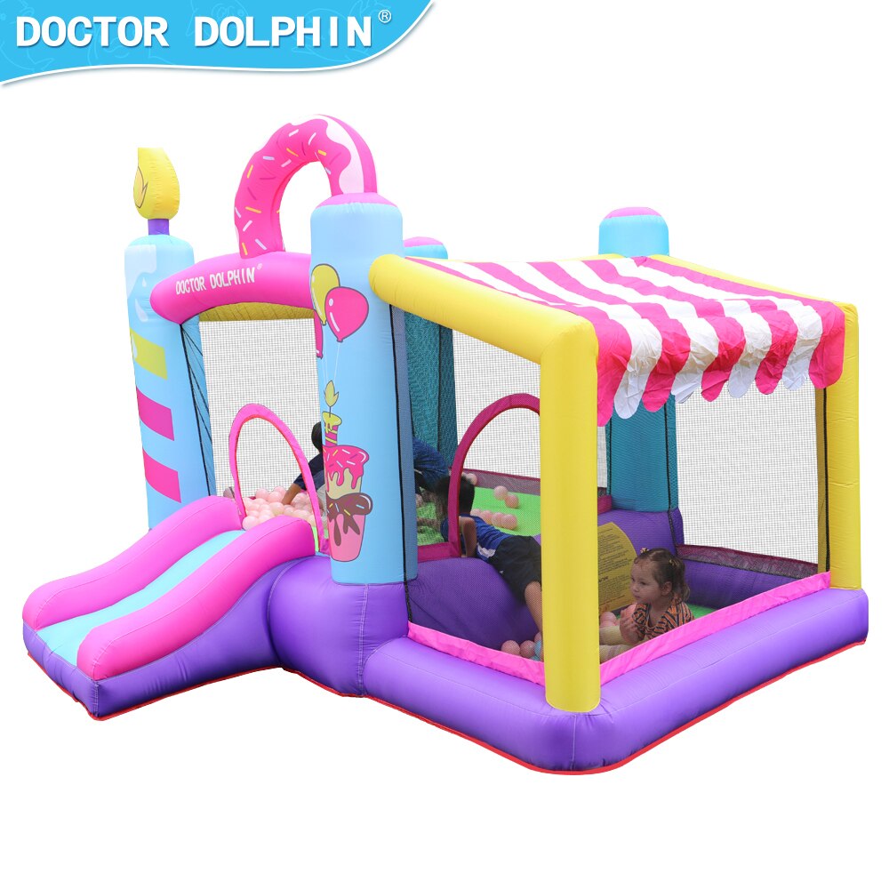 Birthday Cakes Air Cushion Theme Jumping Castle Children's Inflatable Bouncer with Slide for Kids