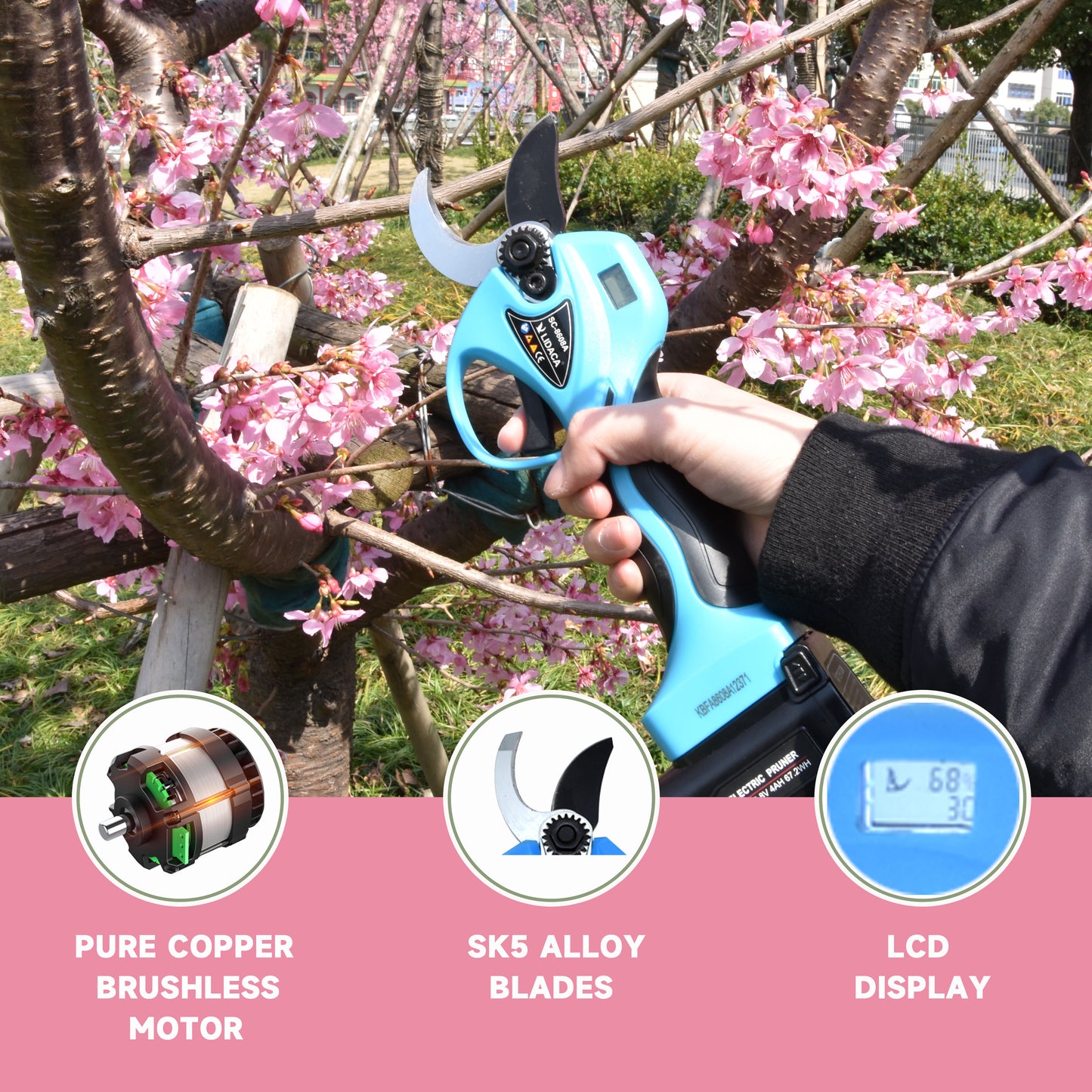 16.8V Electric Pruning Shears Cutting Diameter For Gardening Bonsai Cordless Tree Pruner