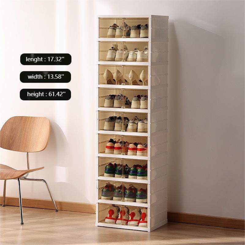 Transparent Installation-free Shoe Storage Box Folding Rack Dust-proof Plastic Shelve