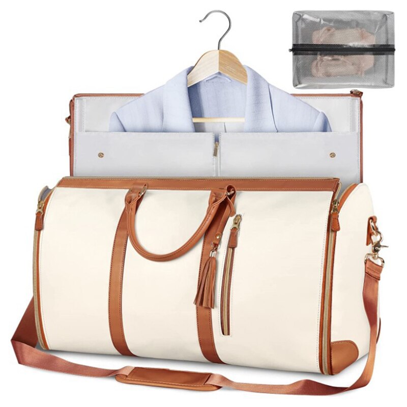 Women Water-proof Large PU Leather Garment Duffle Bags for Travel