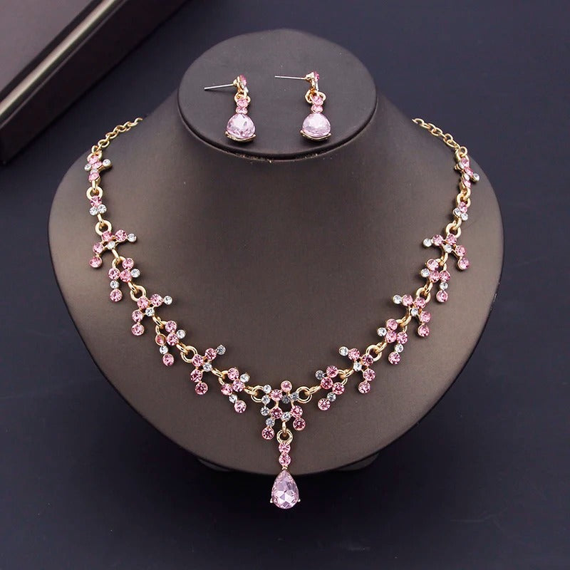 Luxury Crown Earring Necklace Wedding Tiaras Bride Dubai Jewelry Sets for Women