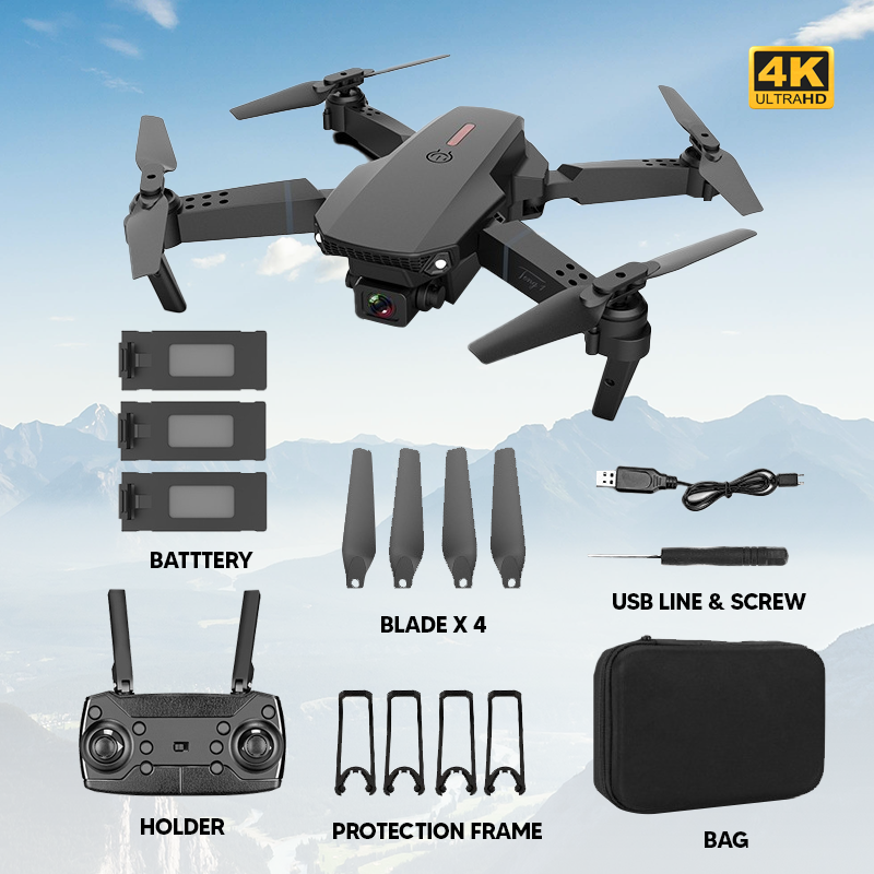 Nexor E88 Pro 4K Drone Camera, Foldable Mobile App Control Dual Camera For Adults and Kids
