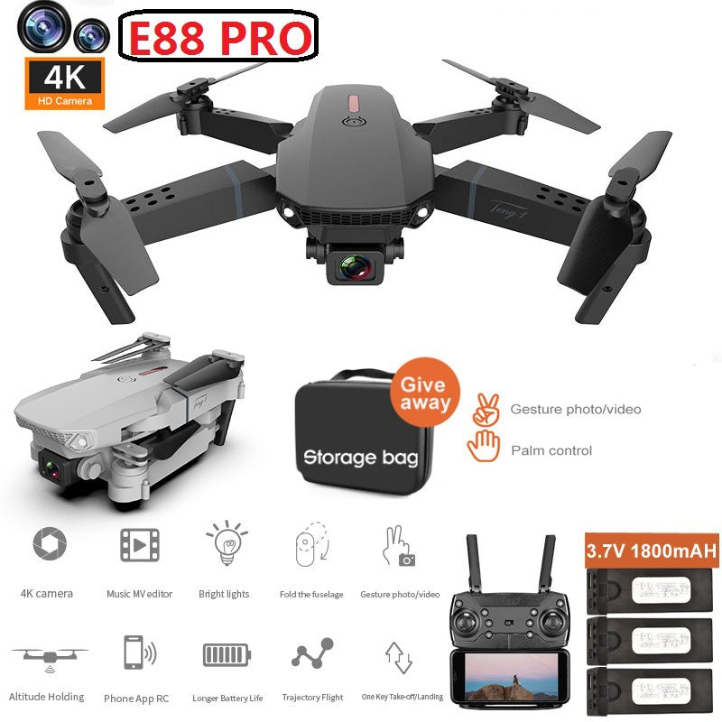 E88 Pro 4K Drone Camera, Foldable Mobile App Control Dual Camera For Adults and Kids