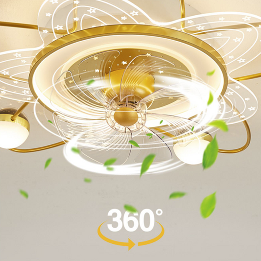 Starry Sky Ceiling Living Room Fan Ceiling Light Simple Modern Movable Head Electric