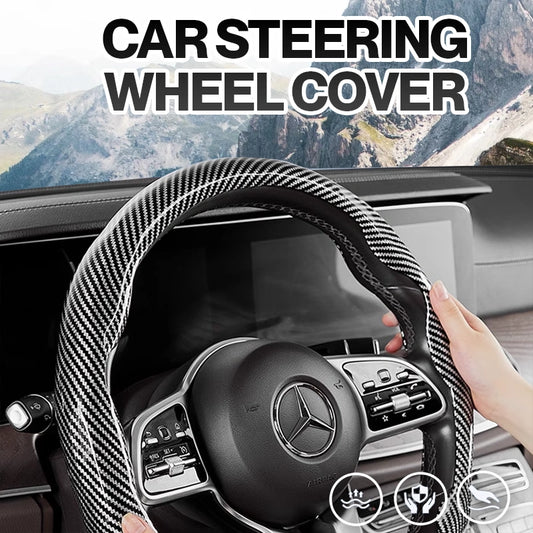 Drivex Carbon Fiber Suede Steering Wheel Cover – Anti-Slip, Universal Fit, Luxury Feel