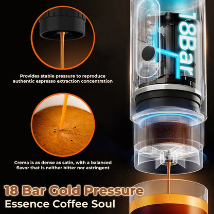 Portable Electric Coffee Machine | Travel Self-Heating Coffee Maker with USB Charging