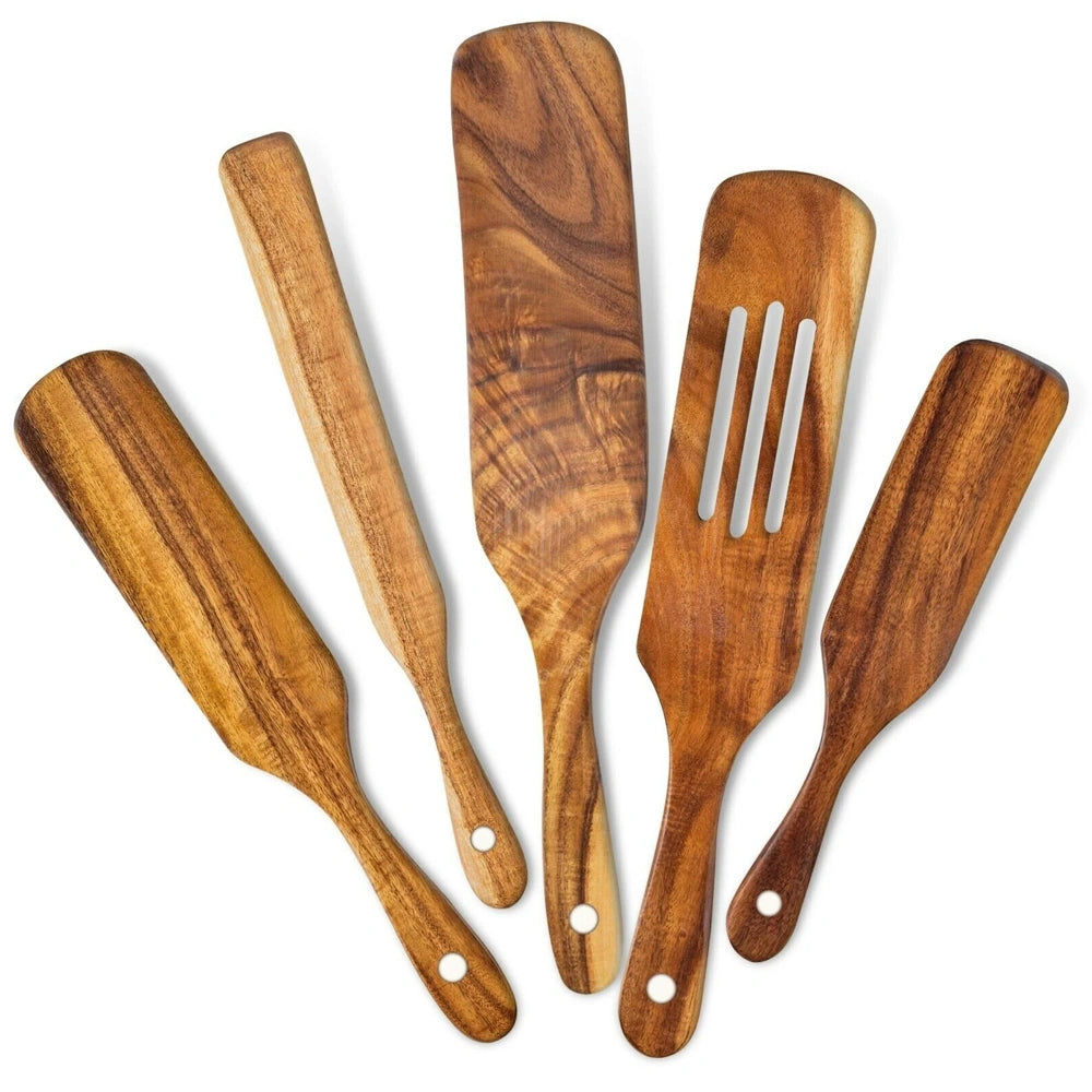 Wooden Spurtle & Spatula Set – Non-Stick, Perfect for Serving, Stirring, Flipping, Mixing & Scooping