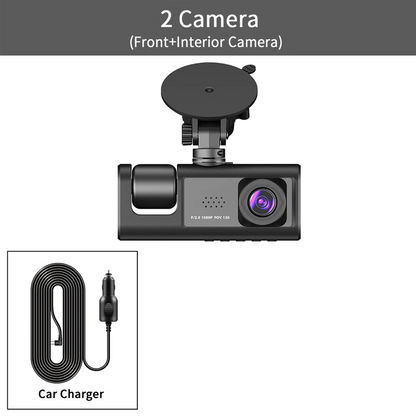 3 Channel Rear DVR HD 1080P Wide Angle Dashboard Cam for Night Vision, Loop Recording, Parking Recording