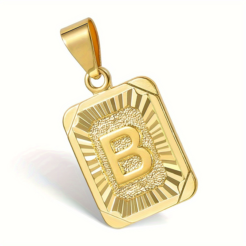 Unisex Necklace Customized 26 Letters Gold Plated Pendant Cuban Curb Chain