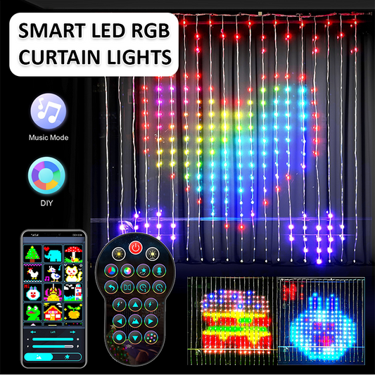 Smart LED RGB Music Sync APP Control Dynamic DIY Curtain Lights for Bedroom, Party, Christmas Decoration