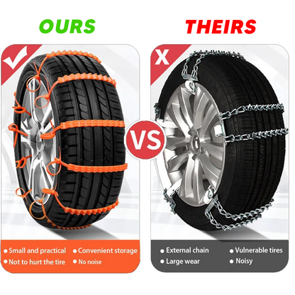 Emergency Reusable Adjustable Anti Slip Universal Fit Car Tire Chains in Snow, Ice, Sand and Mud