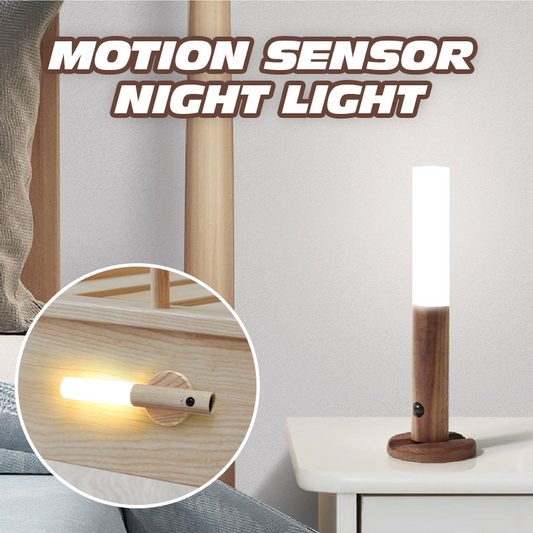 Wooden USB Rechargeable Magnetic Motion Sensor Night Light for Hallways, Bedrooms, etc.