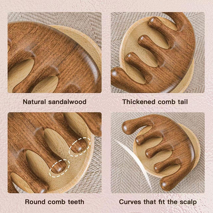 Handmade Sandalwood Wide Tooth Massage Comb for Hair Care, Blood Circulation, Relaxation