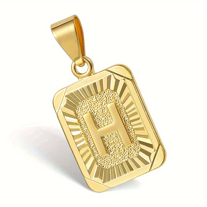 Unisex Necklace Customized 26 Letters Gold Plated Pendant Cuban Curb Chain