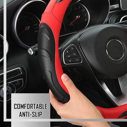 Breathable Anti Slip Leather Car Steering Wheel Cover Universal Fit