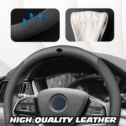 Zedd Breathable Anti Slip Leather Car Steering Wheel Cover Universal Fit