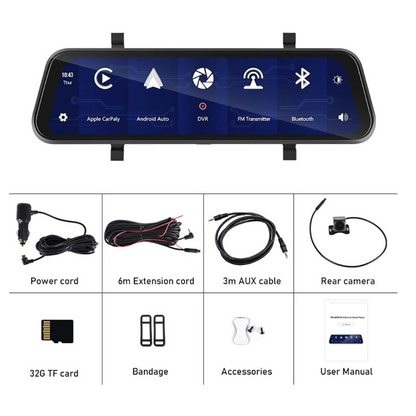 Car Mirror Monitor High-Definition Video Recording Carplay